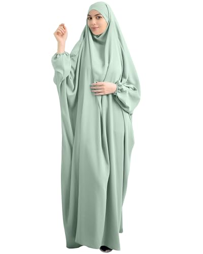 Zofocy Women Long Sleeve Abaya Muslim Prayer Dress One Piece Arab Islamic Clothes Hooded Maxi Dress