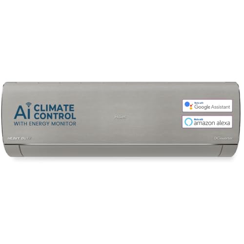 Haier Gravity Series 1.6 Ton 5 Star AI Climate Control Smart Split AC (5460 Watts, HEXA Inverter, Copper, Fabric Finish, Wi-Fi, 4-Way, HD Filter, Cools at 60°C-HSU19G-MZAIM5BN-INV, Morning Mist)