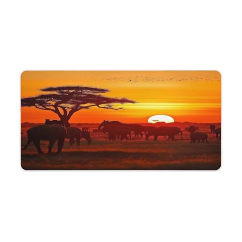 African Animal Sunset Desk Pad con base antideslizante 60x30 cm