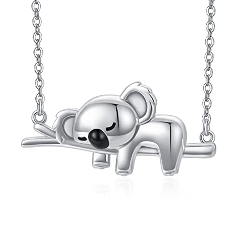 Midir&Etain Collier Koala 925 Argent Sterling Koala Ours Pendentif Collier Mignon Animal Bijoux Koala Cadeaux pour Femmes Filles Petite Amie