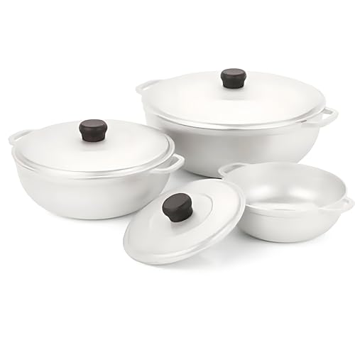LYMSTE 3-Piece Cast Aluminum Caldero Set (1.5/2.5/5.2 Qt)