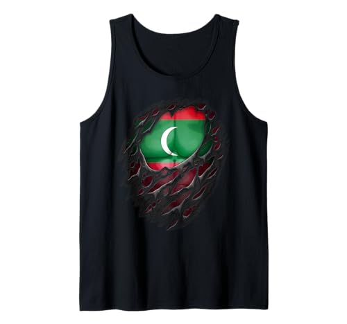 Bandera de Maldivas desgarrada con raíces de Maldivas Camiseta sin Mangas