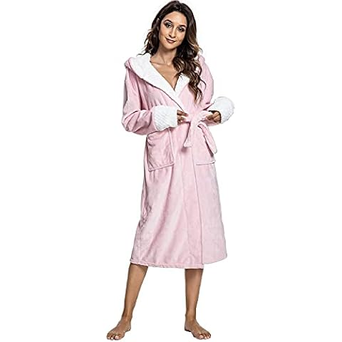 UMIPUBO Women's Fluffy Hooded Bathrobe Cover