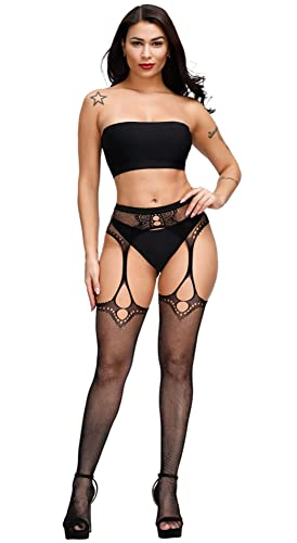 Image of Womens Suspender Pantyhose High Waist Fishnet Tights Fishnet Stockings Thigh High Stockings