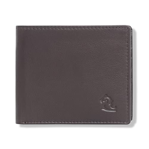 Image of KARA Brown Genuine Leather Wallet for Men with Multipurpose Slip Pocket - Bifold Men's Wallet with 8 Card Holder Slots