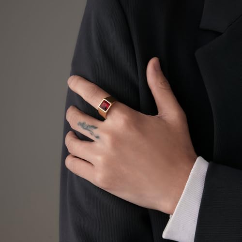 MYNENEY Black/Green/Bule/Red/Yellow Cubic Zirconia Bands Rings for Men Statement Signet Wedding Engagement Ring Gemstone Birthstone Bands for Women Mens2