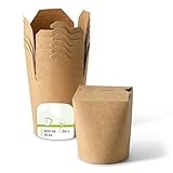 GREENBOX - Nudelboxen/Asiaboxen aus Karton 400 ml, braun, PLA-beschichtet, 50 St.