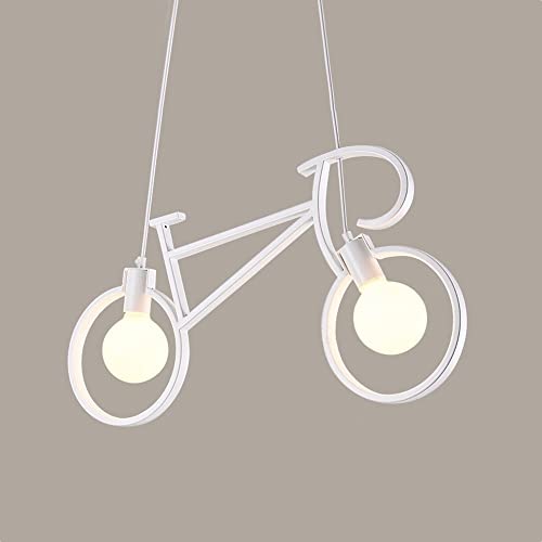 Lámpara colgante con forma de bicicleta de metal negro para techo de dormitorio