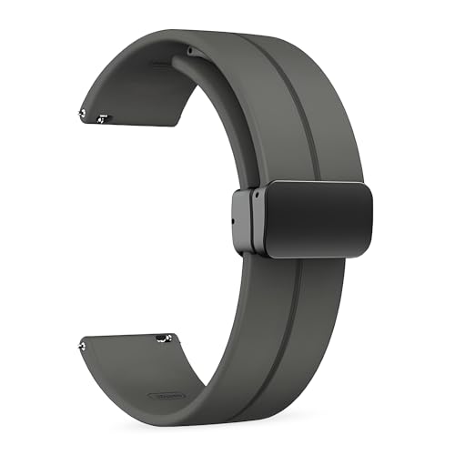 Image of GameSir 22mm Smartwatch Strap | Soft Silicone Magnetic Lock Replacement Band Compatible with Noise ColorFit & All 22mm Lug Watches | Flexible, Sweatproof & Fashion Design Strap (Dark Grey)