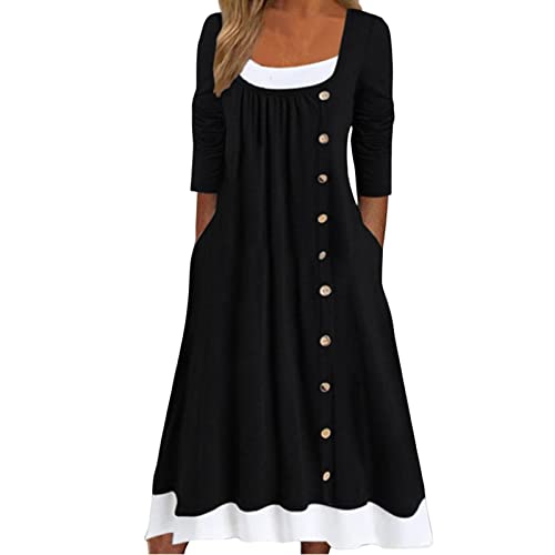 Robe longue col U confortable fluide pour camoufler les rondeurs avec style et élégance