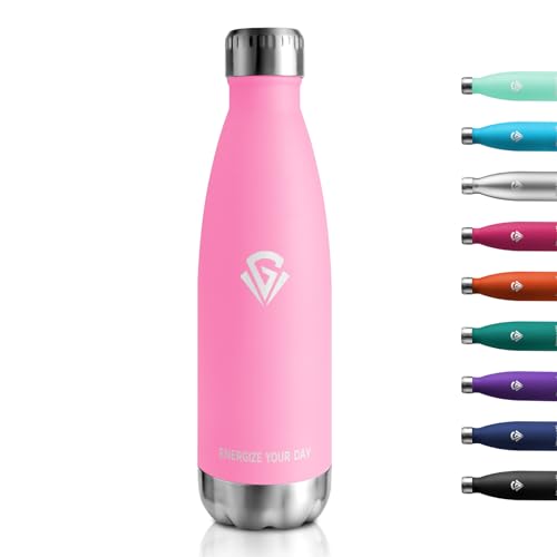 Bouteille Isotherme 500ml, Gourde Isotherme Étanche, Réutilisable, Gourde Inox sans BPA, Anti Fuite, Bouteille d'eau Acier Inoxydable à Double Paroi, Gourde Durable pour École, Bureau, Sport, École