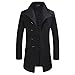 YOUTHUP Cappotto da Uomo Invernale in Lana Spessa Trench Cappotto di Media Lunghezza Slim Fit Imbottito Caldo Casual Peacoat, Nero (Disegno 1), L