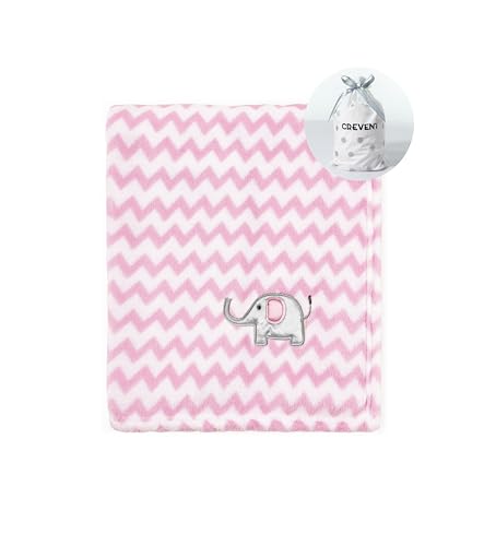 Image of CREVENT 30"X40" Cute Silky Plush Baby Blanket for Girls Infants Toddlers Newborns Crib Cot Stroller, Giftable Suitable for Summer Spring - Pink Elephant