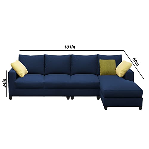 Image of Jian RHS 6 Seater L Shape Sofa Set Living Room (Blue Fabric)