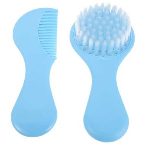 TOYANDONA Ensemble Brosse et Peigne pour -Né Bleu Ciel Brosse à Poils Doux pour Cuir Chevelu Sensible Peigne de Toilettage pour Nourrissons Kit Soin Bébé pour Démêler et Croûtes de Lait