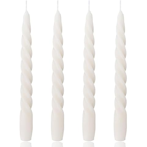 4pcs Spiral Twisted Taper Candles, 7.3inch Tall Dripless Twisted Candlesticks, Unscented Taper Candlesticks Taper Candles for Wedding, Home Decor Cover