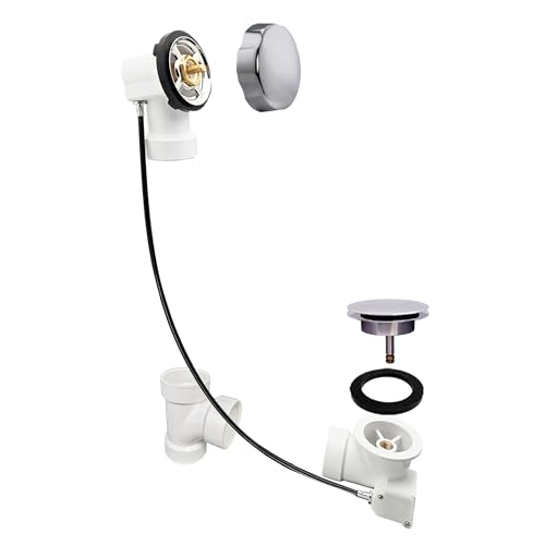 Westbrass D50P45-26 45" Cable Drive Standard Bath Drain Trim Kit with Rotary Overflow Cover Knob, Pop-Up Stopper and Sch. 40 PVC Fittings, Polished Chrome by Westbrass - Used condition - US$34.86