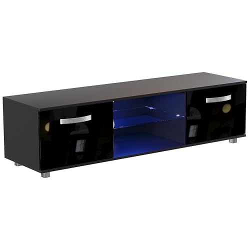 Vida Designs Cosmo LED TV Unit 2 Door Modern Gloss Matte MDF Living Room Cabinet Media Stand Furntiure RGB Light Black 140cm - Image 8