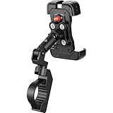 KEMIMOTO UTV Phone Mount, Anti-Vibration Dampener Solid Cast-Aluminum Mount One-Hand Operation Secure Lock 360° Adjustable Anti-Slip UTV Phone Holder, Fit 1.5'-2' Roll Cage 4.7'-7' Cellphone