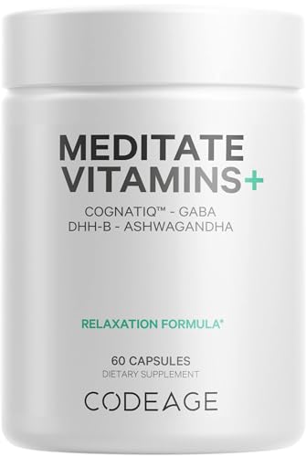 Codeage Meditate Vitamins+ Supplement - CognatiQ, DHH-B, GABA, Ashwagandha, Organic
