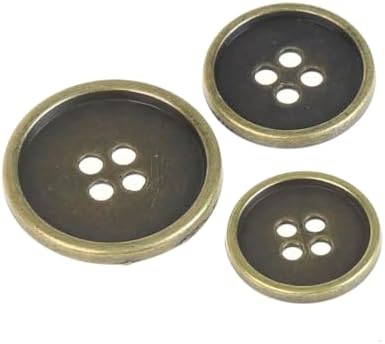Sew on Metal 4-Hole Buttons, Round, Sewing Craft Buttons, Pack of 10 (Antique Brass, 22mm) image 4