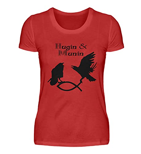 T-shirt rouge pour femme Hugin & Munin en taille S