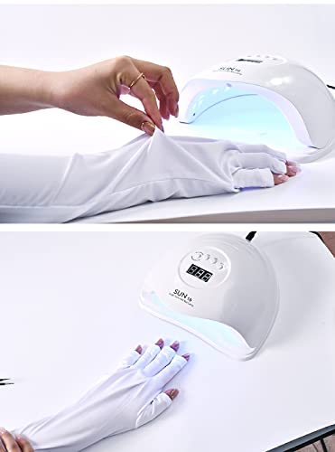 Gants de manucure blancs longs haute protection photothérapie - 3