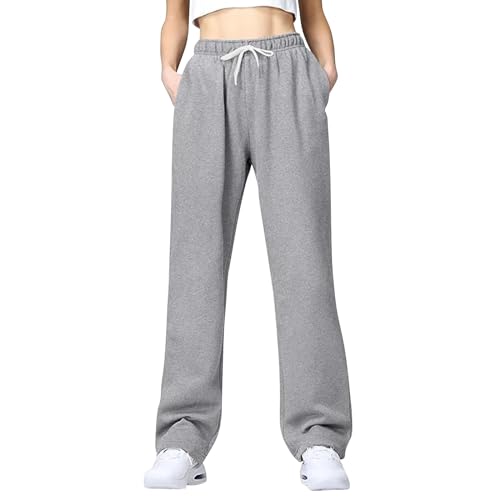 Pantalon de jogging pour femme coupe ample et taille haute à poches