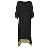 Damen Langes Kleid Maxikleid Midikleider mit Rundhalsausschnitt
