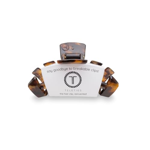 TELETIES - Small Hair Clip - Hair Claw Clips for Women - Strong Grip, Bendable Teeth, Comfortable Curved Design - Ideal for Thin or Short Hair - For All Hair Textures - Tortoise