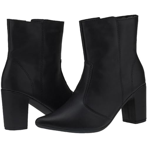 Bota Feminina Bico Fino com Ziper Salto Grosso Cano Curto Lóris Shoes 201-01 (Preto, BR, Adulto, Num
