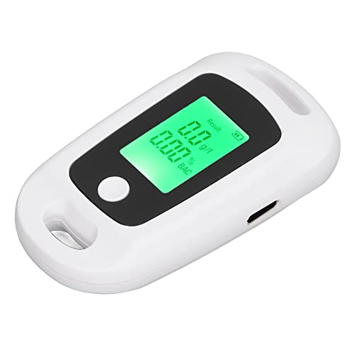 Fdit Probador de Alcohol en Aliento Portátil, Alcoholímetros Pruebas de Drogas Detector de Alcohol Probador de Alcohol en Aliento Portátil Recargable por USB de Alta Precisión con (Blanco)