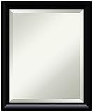 Amanti Art Wood Bathroom Wall Mirror (23.0 x 19.0 in.), Steinway Black Scoop Frame - Bathroom...