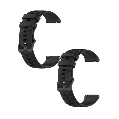 20mm Strap Compatible with Garmin Forerunner 645/645 Music Straps, 2 Pack Soft Silicone Band Sport Replacement Watchbands for Garmin Forerunner 645/645 Music,Men Women (Black+Black)