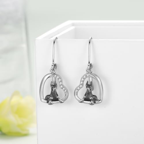 Doberman Earrings 925 Sterling Silver Dog Earrings Doberman Jewelry Gifts for Women Dog Lovers2