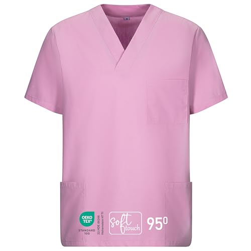 EXNER Medizinischer Schlupf-Kasack, OP-Kasack, Unisex, für Krankenpflege, Altenpflege, Farbe Flieder, Größe M