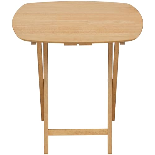 eHemco Oversized Hardwood Folding TV Tray Table for Dinner, Eating, 25.5 Inches, Natural - Thumbnail 4