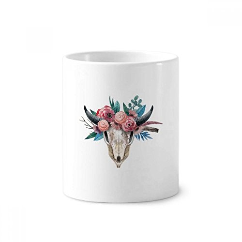 Mouton d'os Illustration Rose brosse à dents porte-stylo tasse blanche céramique multicolore 12oz