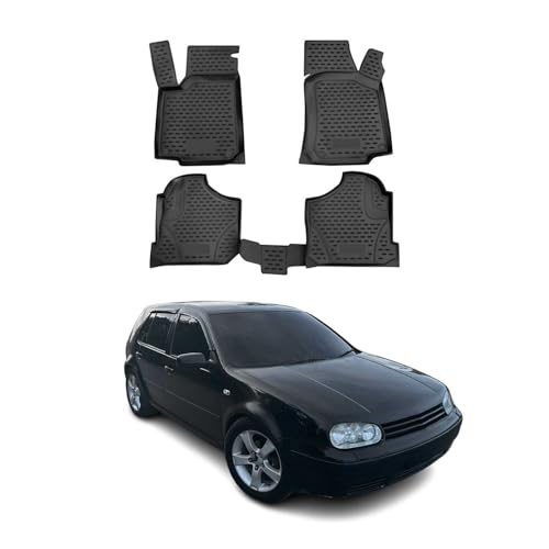 OMAC Floor Mats for VW Golf Mk4 1998-2006 Car Mats All Weather 3D Custom Fit Rubber Mat Waterproof Odorless TPE Floor Liners Laser Measured Non-Slip (Black)
