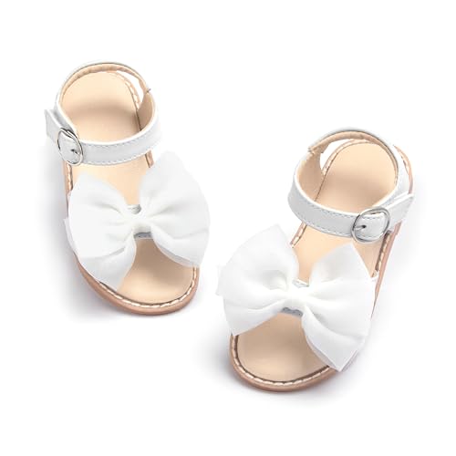 Image of Girls Dress Sandals Comfy Hook and Loop Summer Shoes for Toddlers(TA302 Toddler,White /6M)