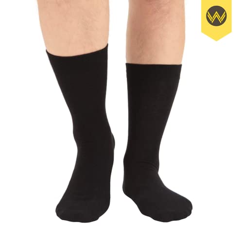 Wander Men's Solid Dress Socks Cotton Black Men 8 Pairs Trouser Thin Classic Socks (Shoe Size:9-12, 8 Pairs Black) #TOP6