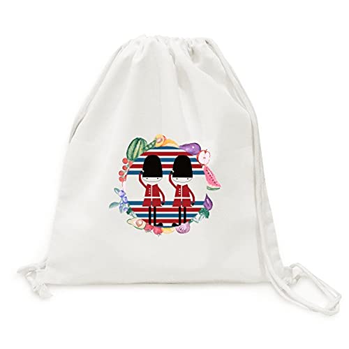 Sac en tissu pliable pour fruits et légumes à sangle motif Angleterre