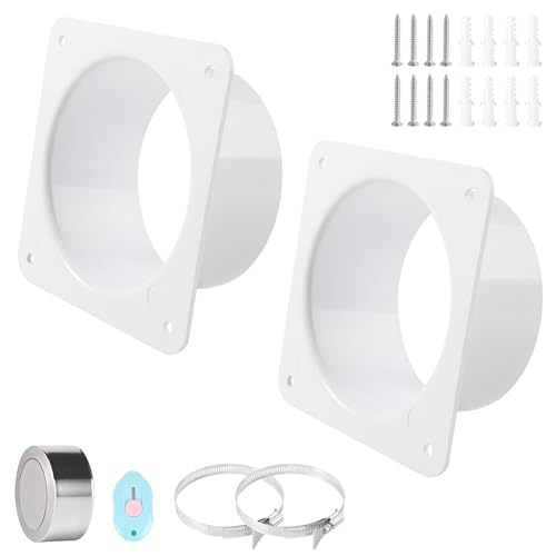 2pcs Brida de conector de Conducto 100mm Conector de conducto de ventilación de aire brida tubo de ventilación recto placa de conector de conducto de plástico para refrigeración sistema de ventilación