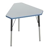 Correll Corrella Student Desk, 30X34, Height Adjustable (19-29) Diamond Shaped, Gray Granite Commercial Laminate Top, Blue Edge Band, Black/Chrome Legs, Classroom Table, Made in the USA