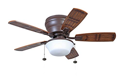Litex Wh44Osb5L Soe Mooreland - 44 Inch Ceiling Fan With Light Kit, Oiled Rubbed Bronze Finish With Bronze Blade Finish With Frosted Glass #TOP22