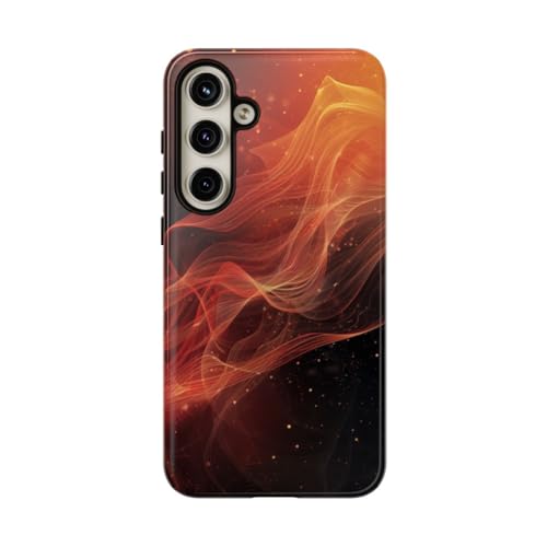 Coque Samsung S24 Plus rigide brillante Abstrait Vagues orange