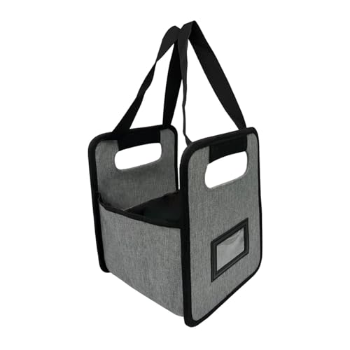 Porte-gobelet réutilisable en tissu Oxford gris avec poignée pliante