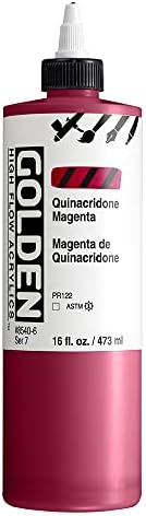 GOLDEN High Flow Acrylics, Quinacridone Magenta, 16 fl. oz. / 473 ml Bottle