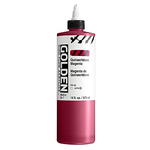 Golden High Flow Acrylics, Quinacridone Magenta, 16 Fl. Oz. / 473 Ml Bottle #TOP5