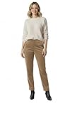 Women's Corduroy Trousers Half Elasticated Waist Straight Leg Comfy Pants with Pockets UK 8-20 (Camel 14 Long)
